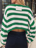 Striped Dropped Shoulder Long Sleeve Sweater (15)