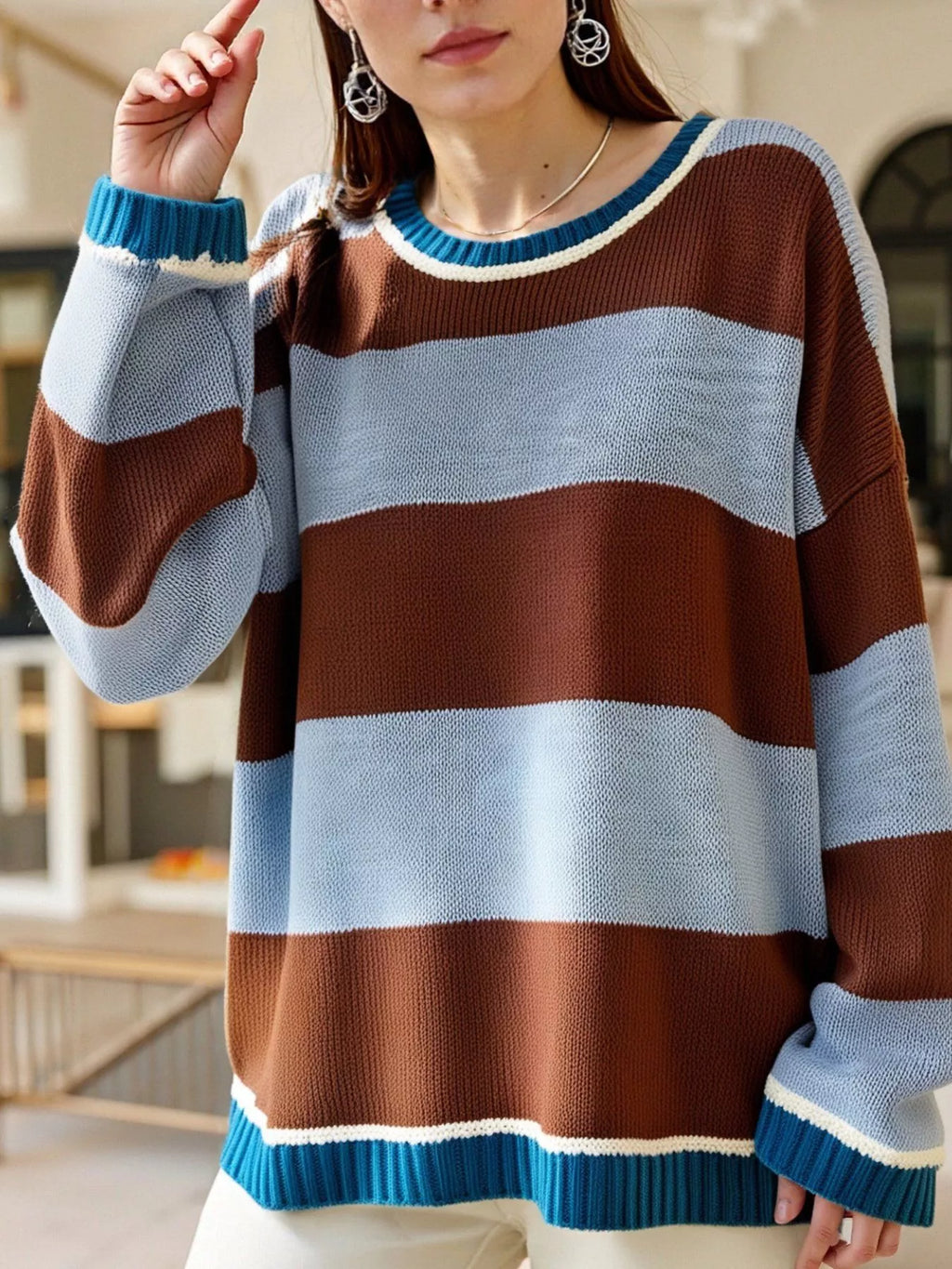 Block Round Neck Sweater (13)