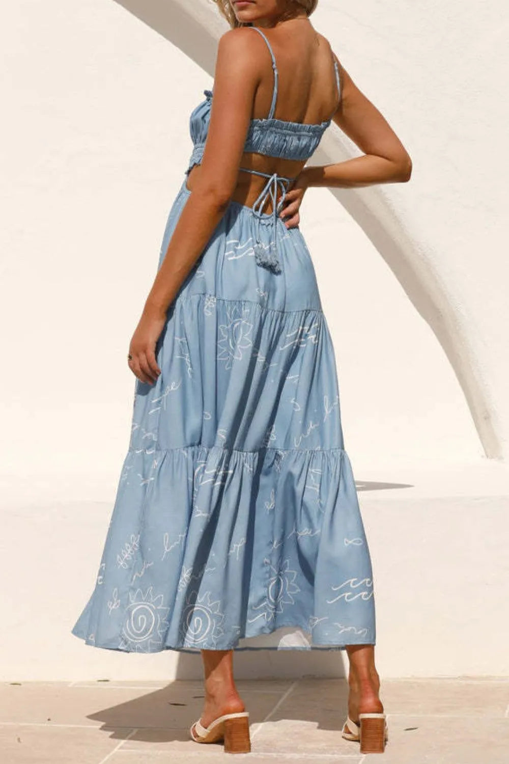 Cutout Printed Sleeveless Midi Cami Dress (3)