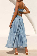 Cutout Printed Sleeveless Midi Cami Dress (3)