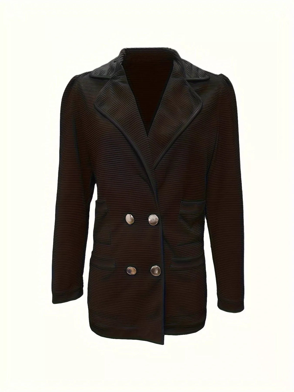 Texture Knit Double-breasted Blazer (14)