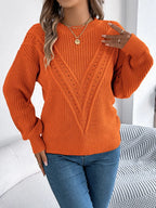 Openwork Round Neck Sweater (11)