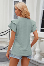 Eyelet Notched Short Sleeve T-shirt (24)