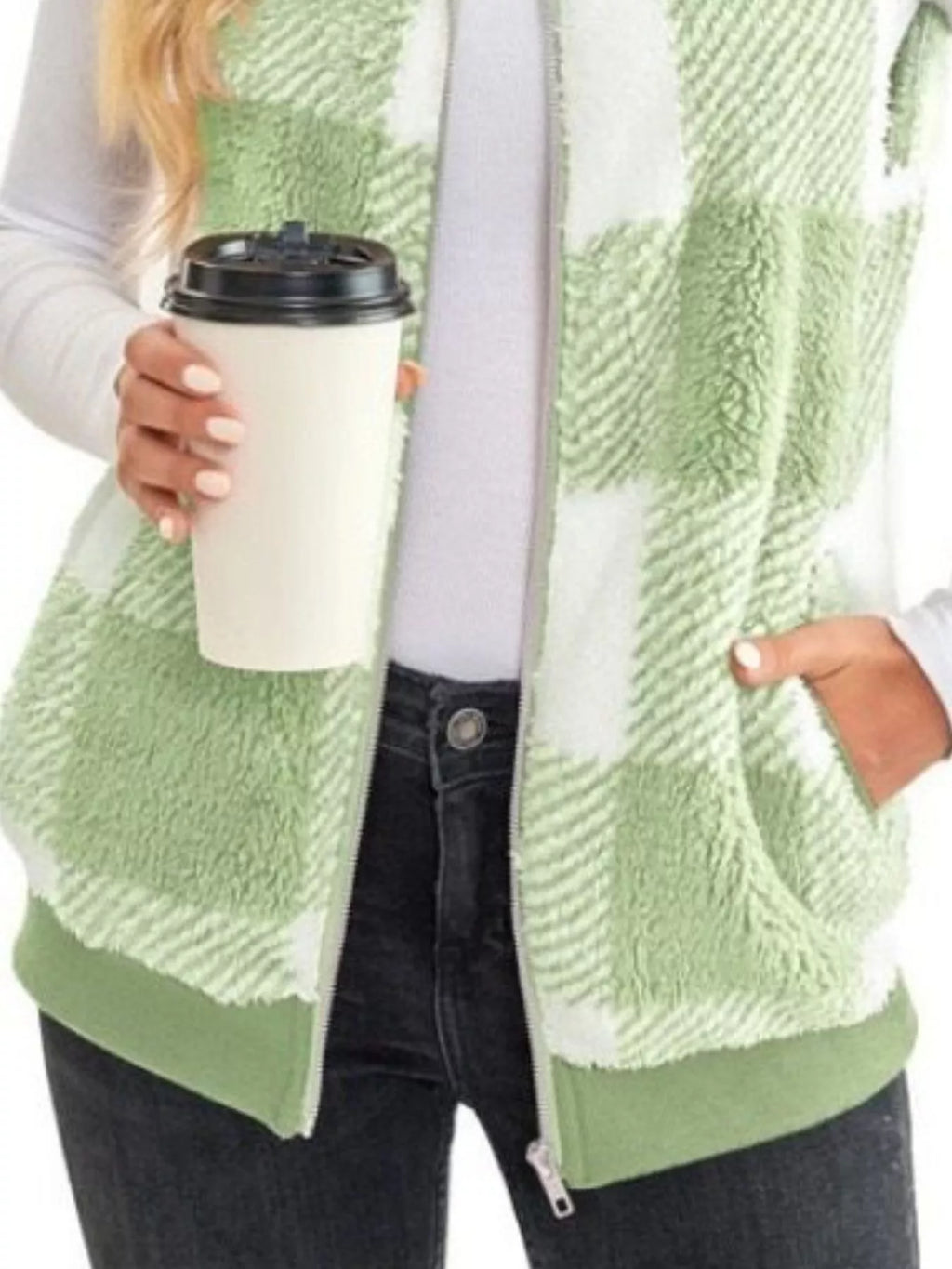 Full Size Block Zip Up Vest Coat Plus (15)