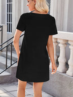 Square Neck Short Sleeve Mini Tee Dress (15)