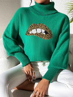 Lip Turtleneck Long Sleeve Sweater (8)