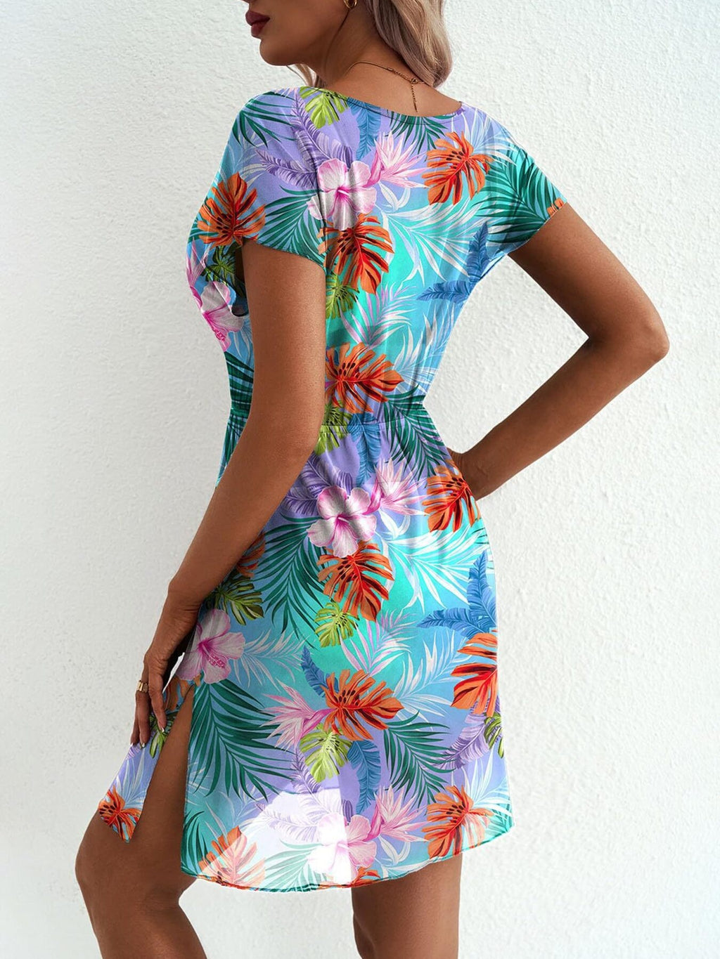 Printed Short Sleeve Mini Dress (15)
