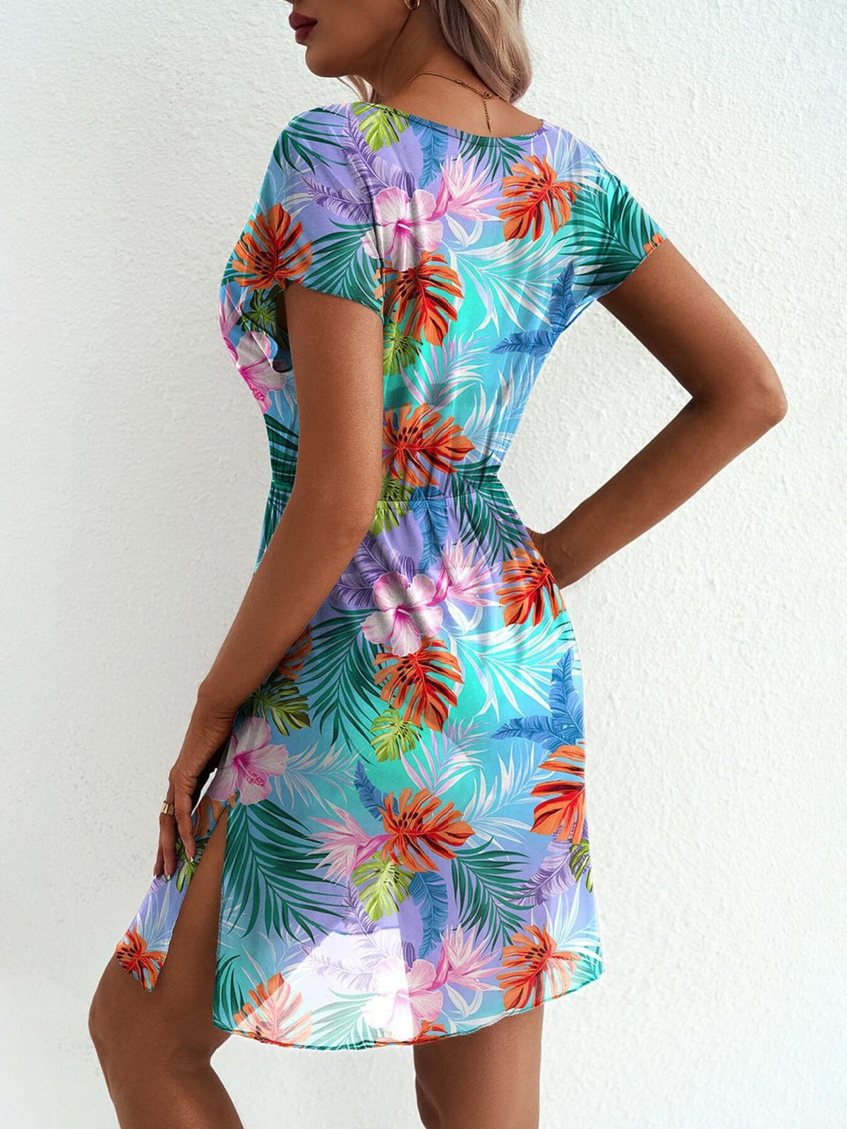 Printed Short Sleeve Mini Dress (15)