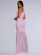 One-shoulder Ruched Bodycon Maxi Dress (9)