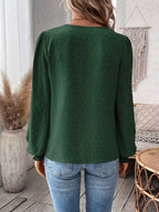 Swiss Dot Lace Detail Long Sleeve Blouse (27)