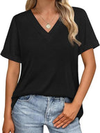 Casual V-neck Short Sleeve T-shirt (6)