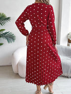Tied Polka Dot Long Sleeve Midi Dress (21)