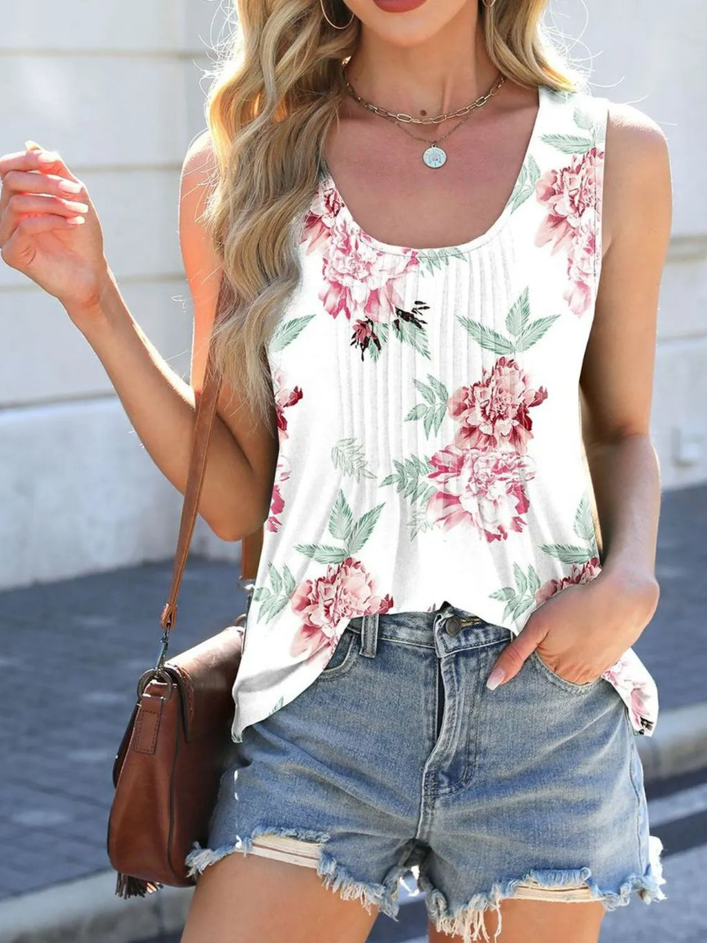 Printed Scoop Neck Wide Strap Tank (4)