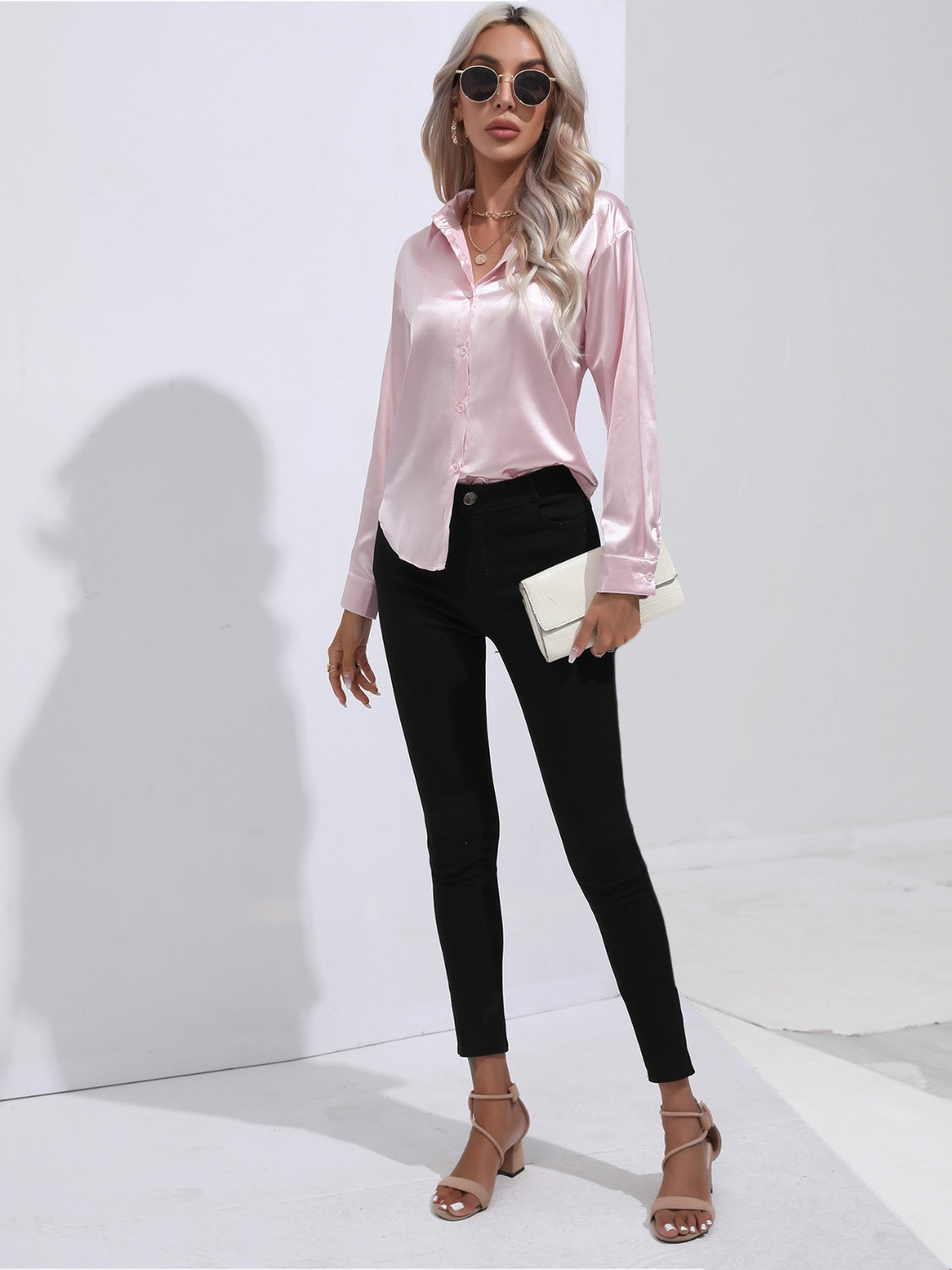 Collared Neck Buttoned Long Sleeve Shirt (6)