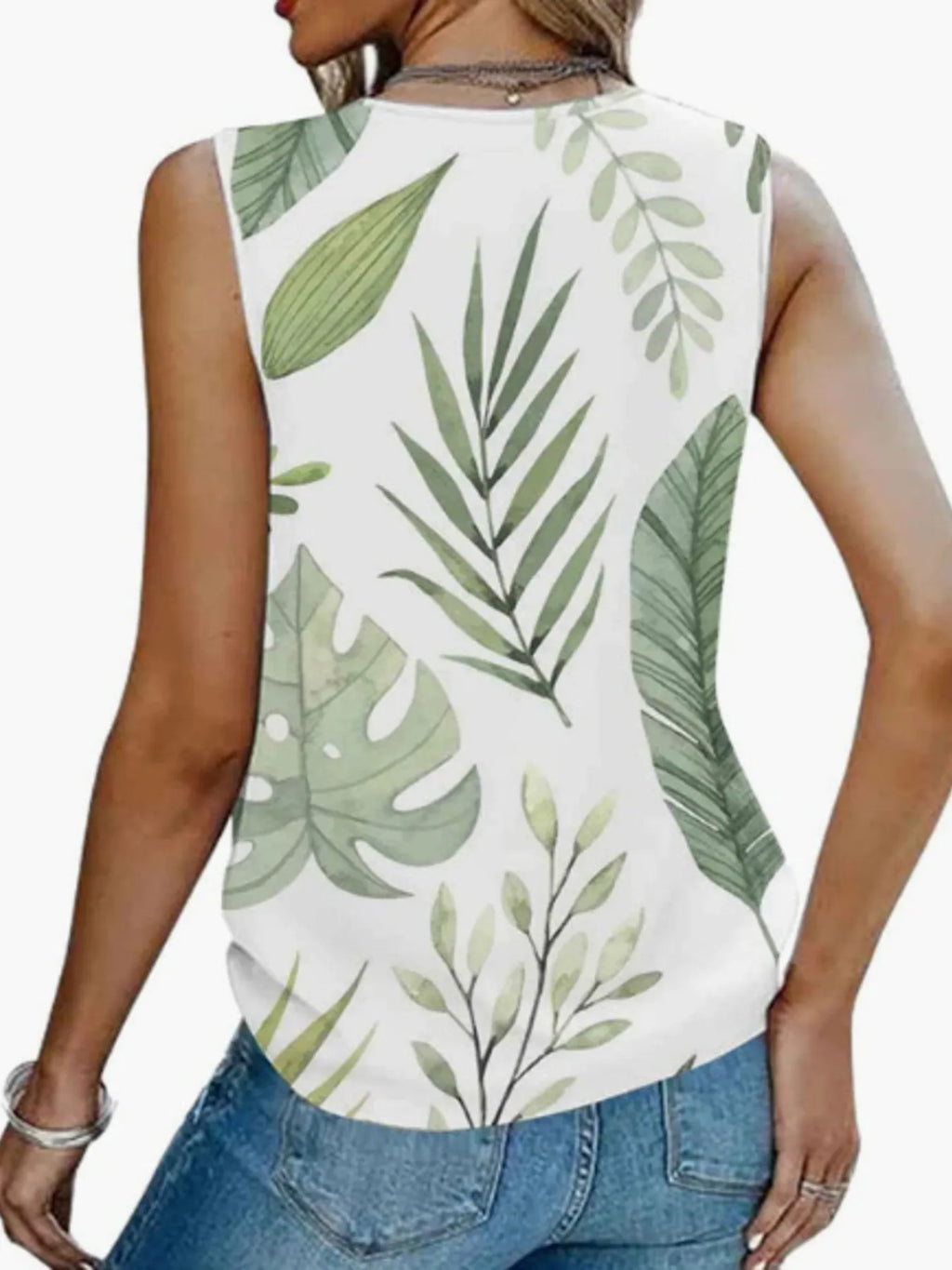 Printed V-neck Tank (20)