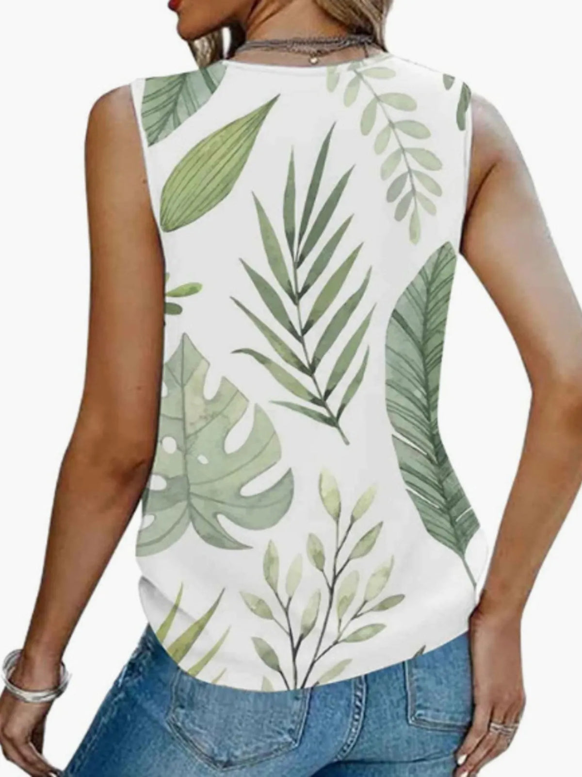 Printed V-neck Tank (20)