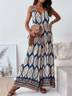 Paisley Print Spaghetti Strap Wide Leg Jumpsuit