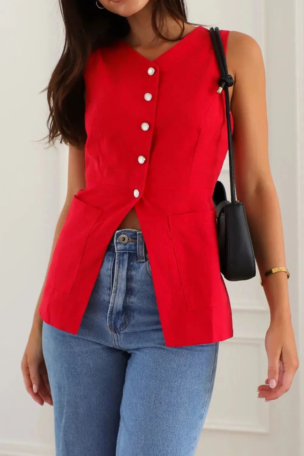 Button Down V-neck Vest (21)