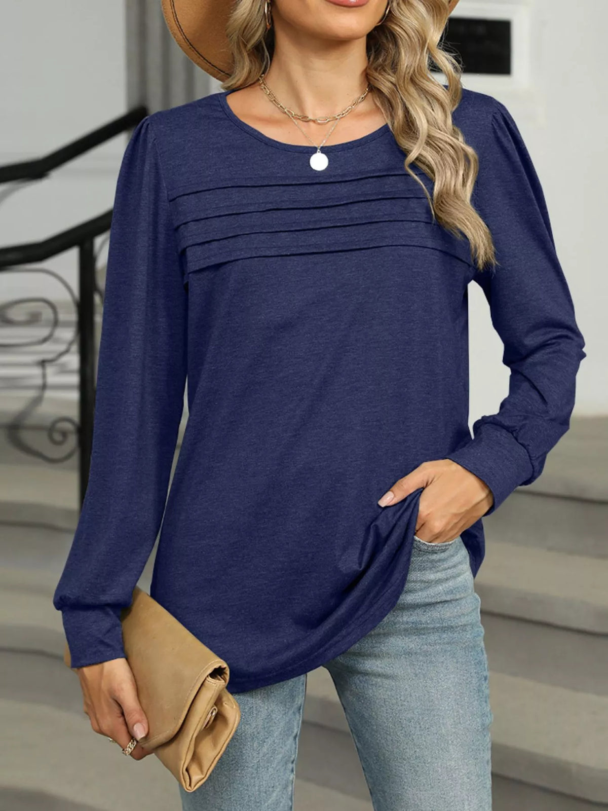 Long Sleeve Round Neck T-shirt (15)