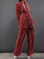 Velvet Lapel Collar Blazer Pants Set (12)