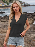 Ribbed Hem V-neck Sweater Vest (9)