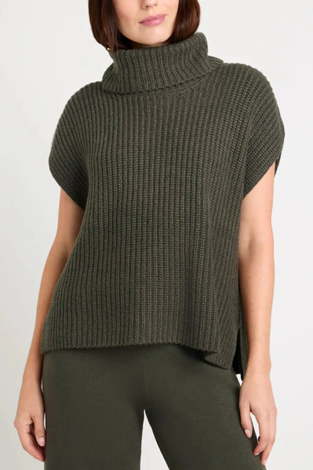 Slit Turtleneck Cap Sleeve Sweater (8)