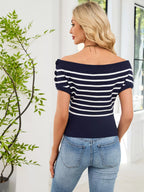 Striped Short Sleeve Sweater (7)