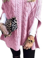 Chunky Cable Knit Turtleneck Poncho Cover Up (3)