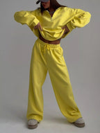 Quarter-zip Top Wide-leg Sweatpants Set (20)