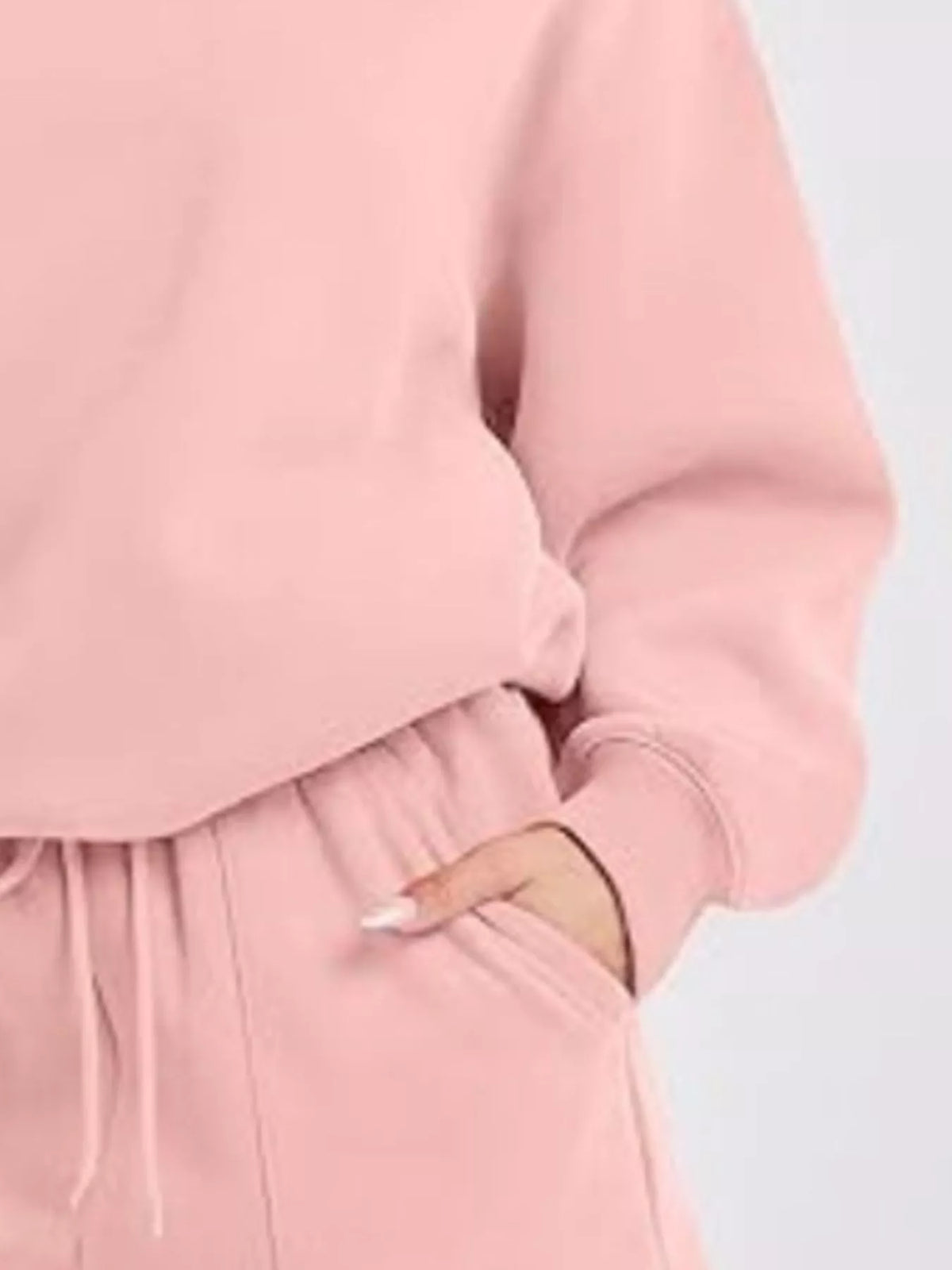 Round Neck Dropped Shoulder Top Drawstring Shorts Set (31)