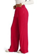 Drawstring Elastic Waist Wide Leg Pants (14)