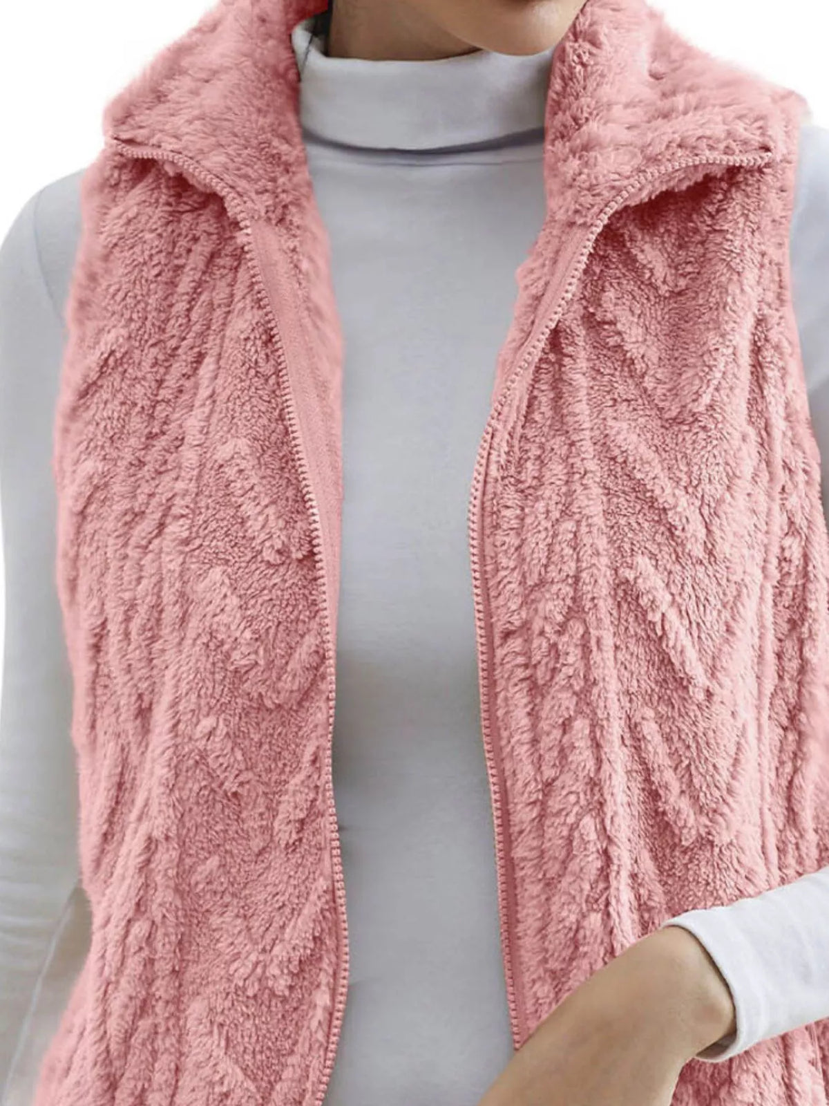 Full Size Cozy Faux Fur Zip-up Vest Coat Plus (15)