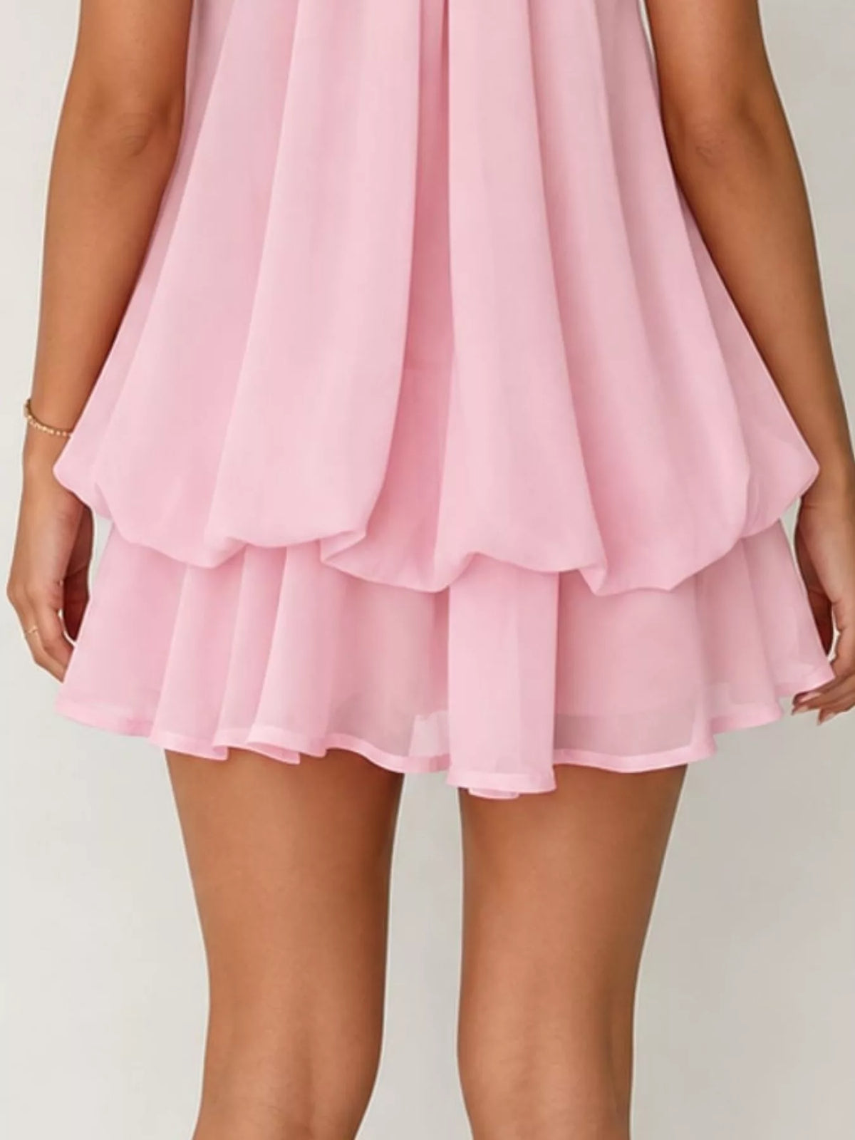 Halter Neck Chiffon Mini Dress (34)