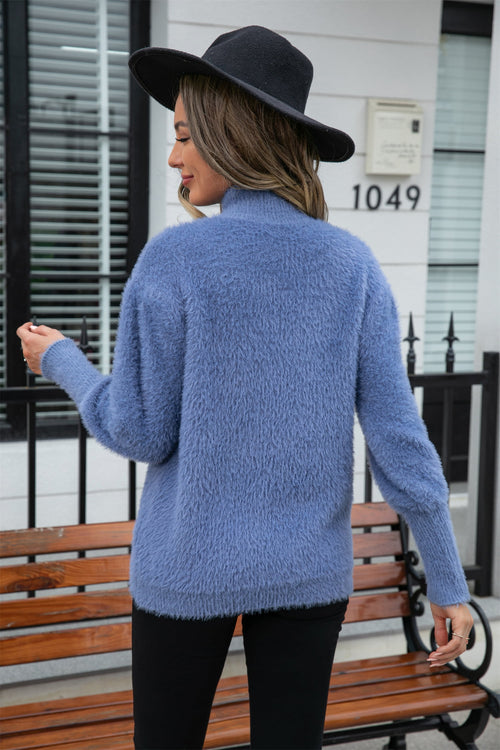Turtle Neck Long Sleeve Pullover Sweater (2)