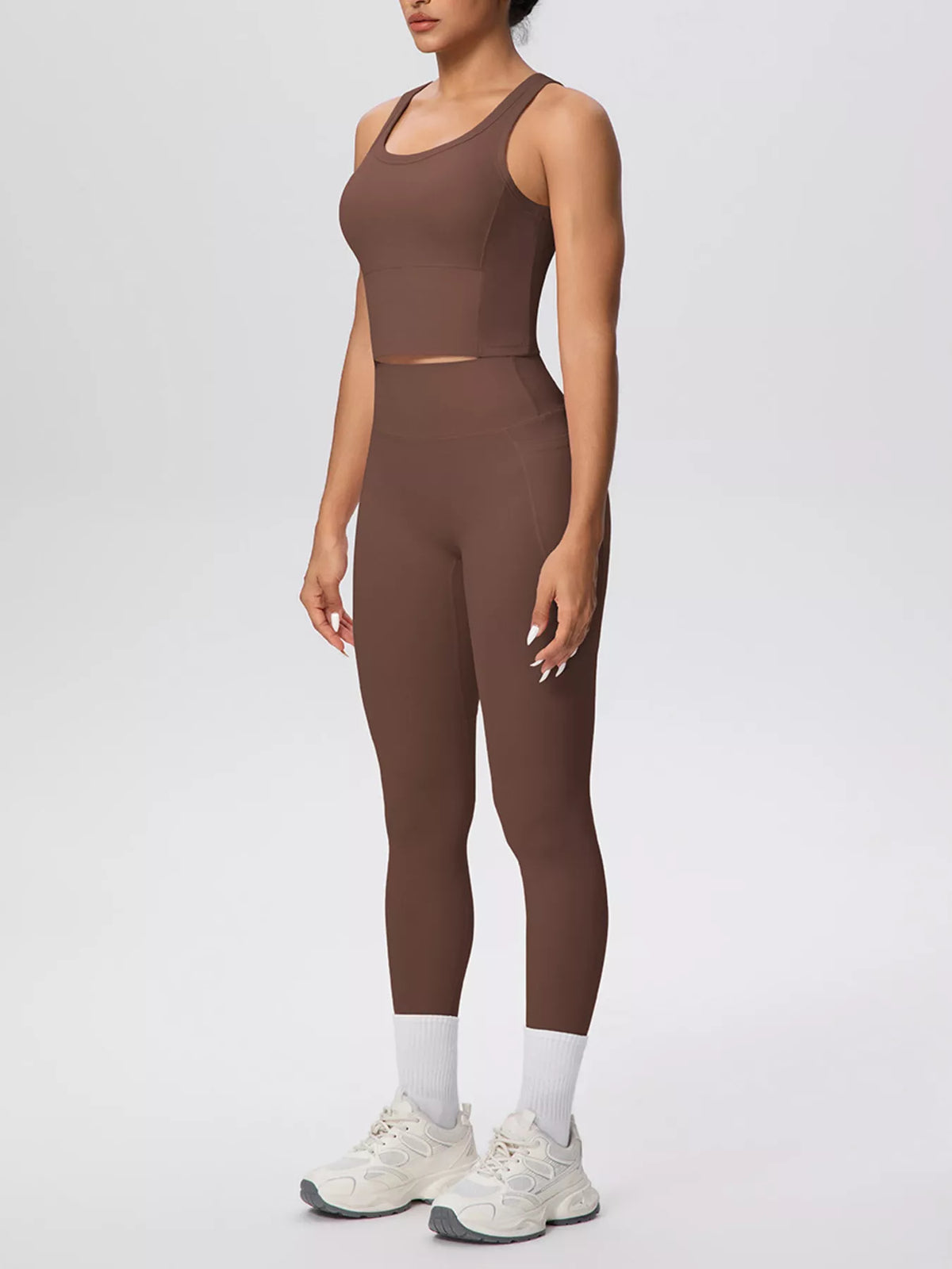 Scoop Neck Tank High-waisted Leggings Active Set (14)