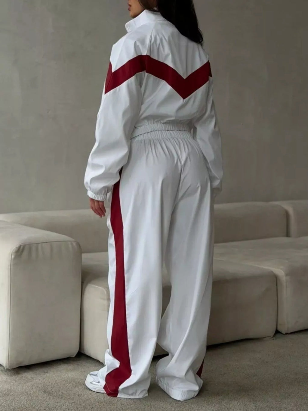 Block Zip Up Outerwear Pants Set (17)