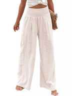 Smocked High Waisted Wide Leg Pants (2)