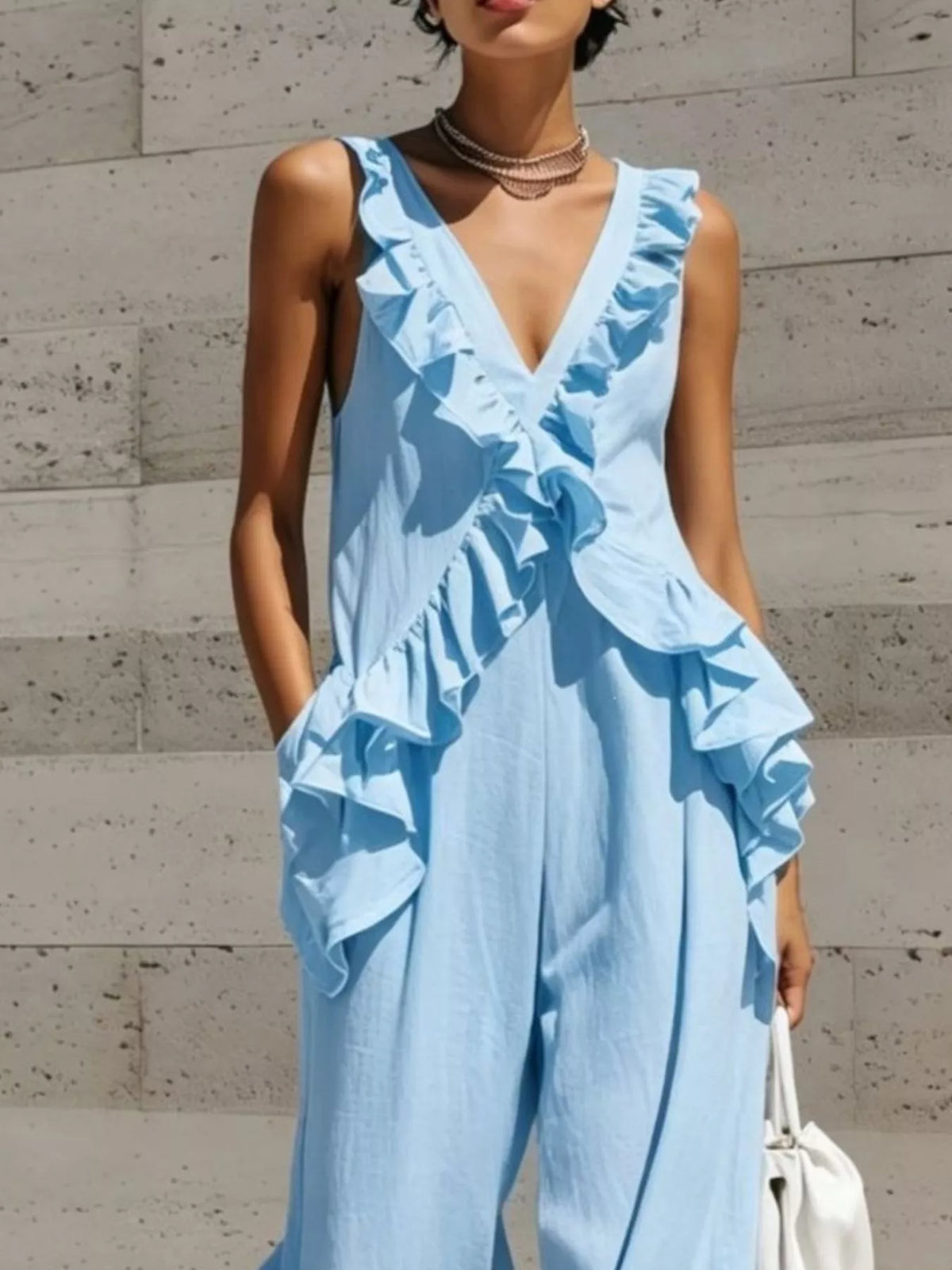Ruffled V-neck Sleeveless Jumpsuit (6)
