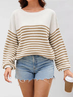 Striped Knit Long Sleeve Sweater (2)