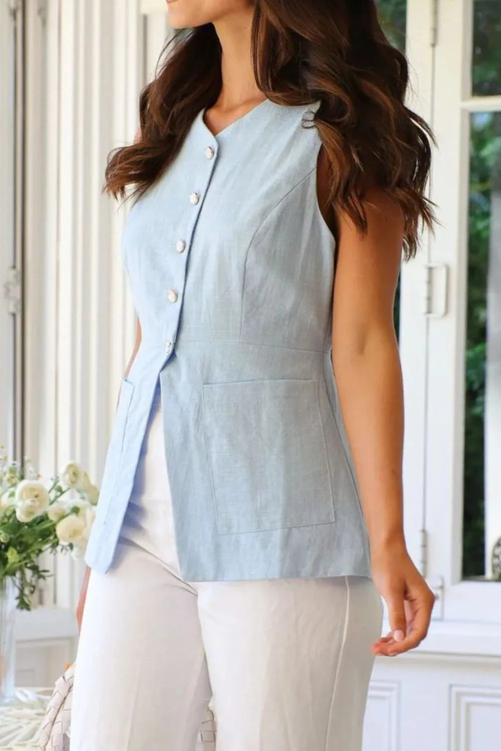 Button Down V-neck Vest (7)