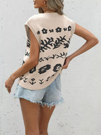 Floral V-neck Sleeveless Vest (2)