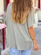 Casual V-neck Relaxed Fit T-shirt (10)