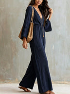 Textured Flare Sleeve Jumpsuit (2)