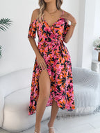Printed Cold Shoulder Midi Cami Dress (5)