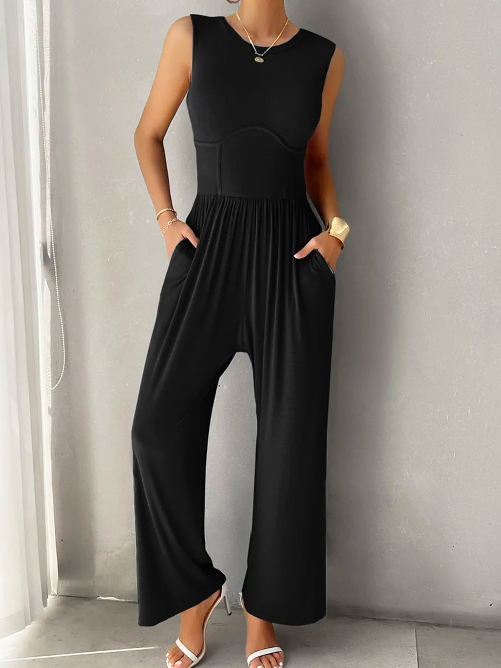 Round Neck Sleeveless Wide Leg Jumpsuit (11)