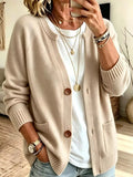 Full Size Button-down Knit Cardigan Plus
