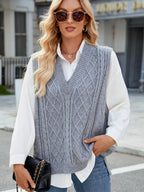 Cable Knit V-neck Sweater Vest