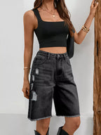 Ripped Frayed Hem Denim Shorts (17)
