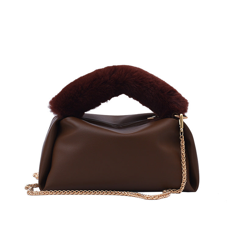 Solid Color One-shoulder Chain Plush Handbag variant CJNS138825101AZ|CJNS138825105EV