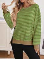Exposed Seam Striped Contrast Sweatshirt (3)